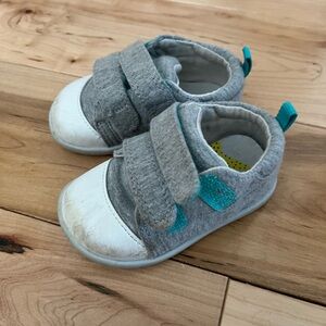 Ten Littles First Walker Gray and White Kids Shoes with Velcro Straps